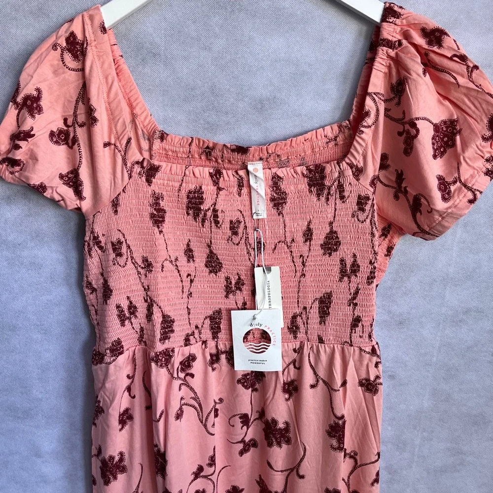 Anthropologie Daily Practice Cotton Smoked Tiered, Puff sleeve Maxi Dress - Picture 8 of 16